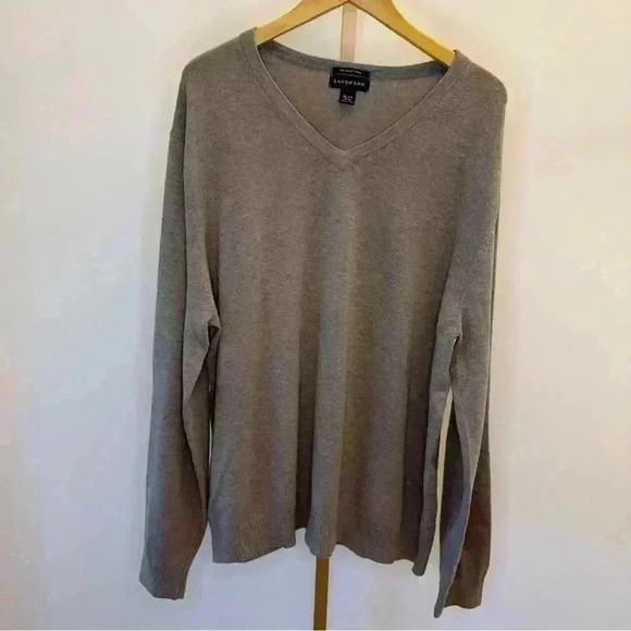 Lands' End Men's V-Neck Pullover Sweater XL Beige Long Sleeve - Picture 1 of 8